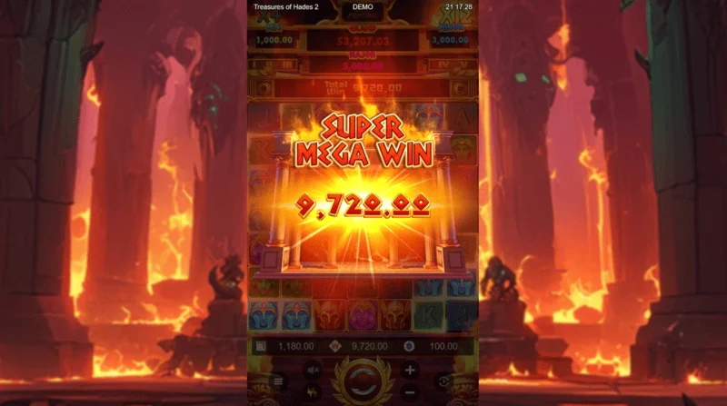 Treasures of Hades 2 — super mega câștig în runda Free Spins cu multiplicator cumulativ